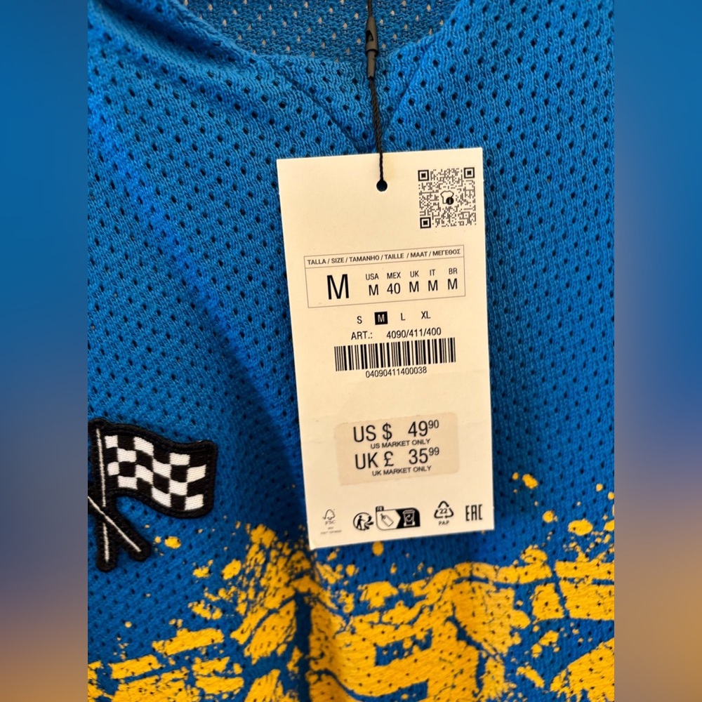 Blue and Yellow Graphic Polo Shirt - Picture 5 of 5